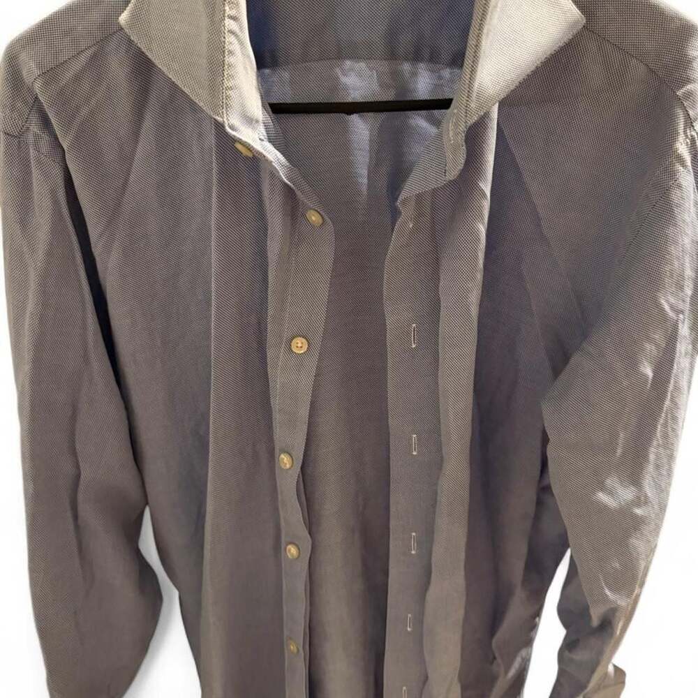 Tom James Men's Blue Textured Long Sleeve Dress Shirt